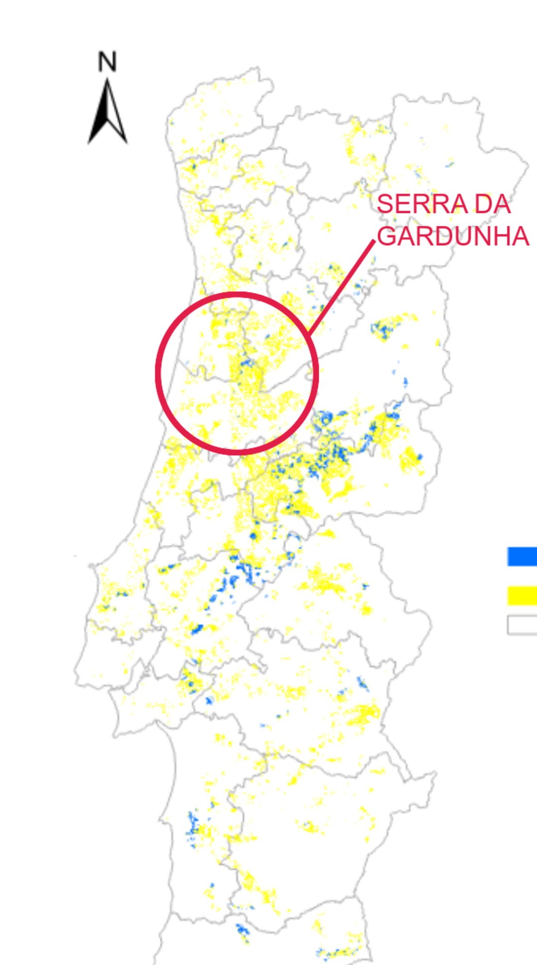 Mapa oficial das zonas de aceleração de energias renováveis (ZAER) em Portugal.